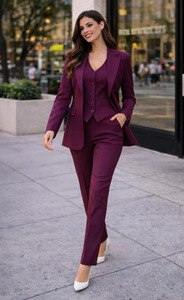 Traje de Pantalón de Tres Piezas Personalizado para Mujer, Conjunto Elegante de Blazer, Chaleco y Pantalón, Ropa Formal para Invitadas de Boda, Proveedor de Ropa - Product Image 4
