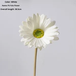 <span class=keywords><strong>Flores</strong></span> de Gerbera Realistas de 8.5cm de Diámetro, Estilo Moderno, PU Blanco Naranja, Margarita Artificial, Suave, Ligera, Impermeable, para Boda y Hogar - Product Image 6