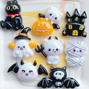 Breloques et accessoires en résine DIY pour boîtes de rangement, thèmes Halloween (fantôme, citrouille, chat noir, dessin animé), et pinces à cheveux, avec <span class=keywords><strong>colle</strong></span> crème, export transfrontalier - Product Image 5