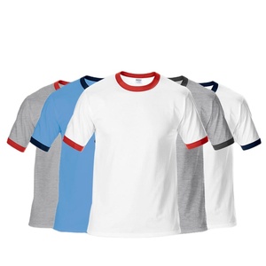 Soldes d'été : T-shirt unisexe décontracté 180g à col rond contrastant, personnalisation du logo imprimé - Product Image 1