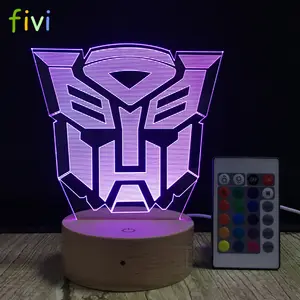 Autobot Lampu Malam Led Sensor Sentuh Kartun 7 Warna Lampu Berubah Warna Lampu Meja Autobot untuk Anak Anime Transformer Anak-anak