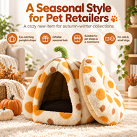 Lit pour chat en forme de citrouille, confortable et moelleux, avec coussin amovible, pour l'hiver, pour chats d'intérieur