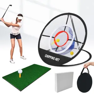 Sport Golf Praktijk Cutter Net Met Gras Polyester Mat Golf Raken Chipping Swing Opvouwbare Net Set Voor Golf Hitting Training