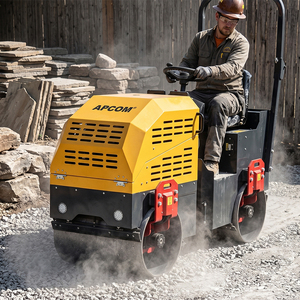 Rodillo Compactador Vibratorio de Doble Tambor, de 1, 3, 5 y 5.5 Toneladas, con Motor de Gasolina o Diésel de 9hp, Control Hidráulico, para Pavimento - Product Image 1
