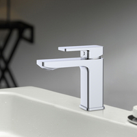 Mitigeur de salle de bain moderne en laiton massif à poignée unique pour lavabo monotrou, finition chromée, avec cartouche céramique, idéal pour appartement, hôtel, villa.