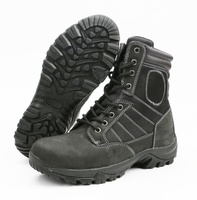 Bottes de combat en cuir véritable noir à la cheville allemande Desert Jungle Tactical avec fonction antidérapante