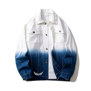 Veste pour homme, couleur dégradée, logo brodé, col rabattu, style décontracté, coupe classique, style printemps - Product Image 1