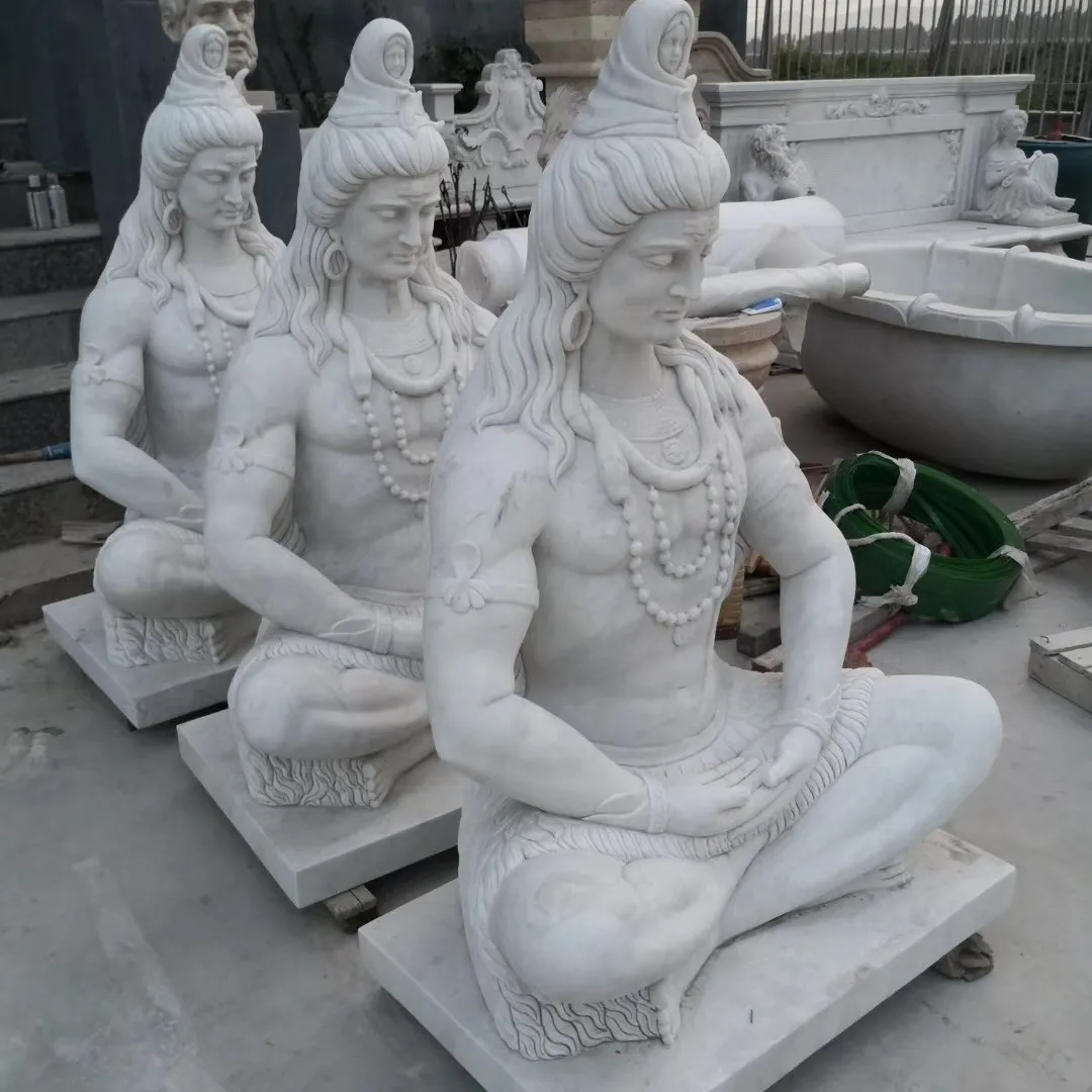 Garden Chinese white marble shiva statue hindu god