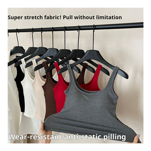 Toptan yüksek elastik rahat sıcak tank top etkili fit göğüs kadınlar sling sutyen fırçalama termal yelek kaşkorse yastıklı lady için