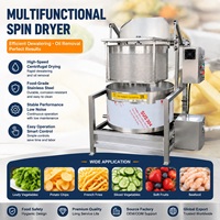 Automatische centrifugale centrifugeermachine met bovenafvoer voor het ontwateren van fruit, cassave, aardappelchips en frites.