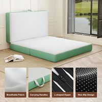 Matelas en mousse à mémoire de forme pliable en trois parties, lit de sol portable Queen, 6 pouces, pliable, lavable, avec poignée, base antidérapante, pour camping-car