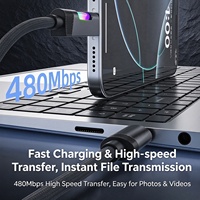 Kabel Pengisian Cepat USB C ke USB C 100W, Kabel Data Tipe C Berjalin dengan Lampu LED Warna-warni untuk Ponsel dan Tablet