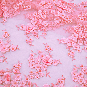 Nuovissimo tessuto di maglia fatto a mano da sposa di lusso ricamo perla di nozze 3D fiori per il matrimonio - Product Image 3