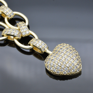 Llegada de un nuevo cristal CZ gargantilla con cuentas de enlace rodio cadena de oro corazón collar - Product Image 2