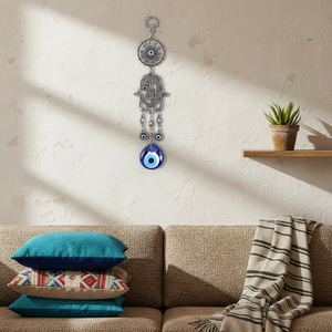 Hamsa คิดแขวนผนังตกแต่งด้วยมือทำแก้วตาชั่วร้าย - Product Image 3