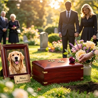 Urne funéraire en bois pour animaux de compagnie, boîte à cendres avec empreinte de patte, urne commémorative pour chat et chien