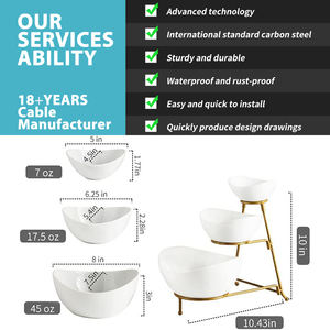 حامل عرض بوفيه لحفل الزفاف من 3 طبقات من الأسلاك المعدنية مع وعاء بيضاوي - Product Image 4