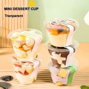 ถ้วยเครื่องดื่ม PET ใสขนาดเล็ก 180 มล. 250 มล. เกรดอาหารสำหรับโรงงาน ใช้แล้วทิ้ง เป็นมิตรกับสิ่งแวดล้อม พร้อมฝาปิด รับทำโลโก้ ถ้วยไอศกรีม ถ้วยเค้ก - Product Image 1