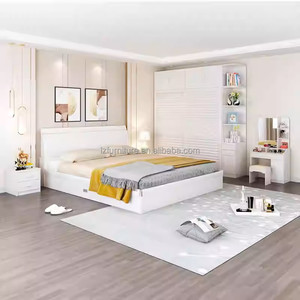 Competitively Priced Wooden Bedroom Furniture Sets Platform <b>Storage</b> <b>Bed</b> <b>With</b> Wardrobe,Vanity & Nightstands For Studio Apartments - Product Image 4