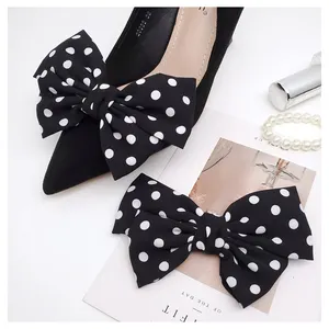 Satin Wedding Bow Shoe Clips Detachable High Heels Shoe Decoration Metal Shoe Buckle Accessories