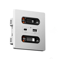 Prise murale USB 86 Type 20W à charge rapide, panneau en verre trempé, protection IP22, compatible Android/Apple, 2 prises Type-C