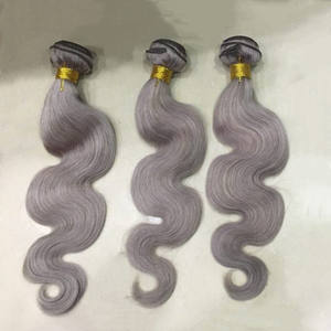 12a Argent Gris Couleur Cheveux Corps Ondulés Brésiliens Humides et Ondulés Gris Cheveux Trames Bundles de Cheveux Humains avec Fermeture au Prix de Gros - Product Image 3
