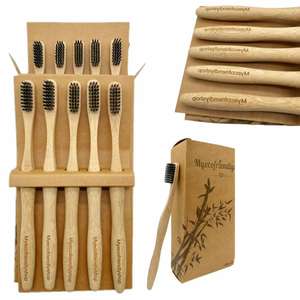 فرشاة أسنان طبيعية من الخيرزان قابلة للتحلل 100% صديقة للبيئة بشعار مخصص - Product Image 1