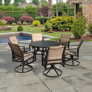 Nouvelle arrivée 3 pièces ensemble de bistro moderne chaises pivotantes rembourrées ensemble de table en aluminium pour salle à manger cuisine hôtel villa en plein air - Product Image 5