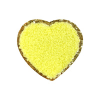Patchs brodés personnalisés en chenille à bords dorés et pailletés en forme de cœur, patchs brodés pour serviettes, sacs et coques de téléphone