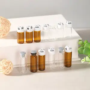 10ml 30ml ampul tıbbi şişeler Amber uzun borosilikat cam temizle uçucu yağ serumu kauçuk tıpa