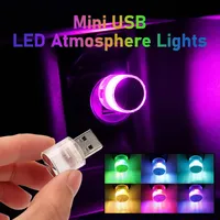 Mini-lampe de voiture USB LED ABS, lumières d'ambiance multicolores, lampe décorative, éclairage d'urgence, alimentation mobile, auto