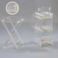 Table Basse Pliante en Acrylique Transparent avec Bord Doré de Luxe, Vente en Gros Usine, pour Décoration de Salon à Domicile
