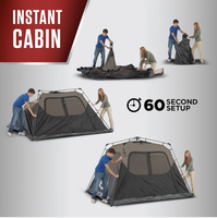 Carpa Ultraligera Plegable para 4 Personas, Carpa Impermeable para Acampar al Aire Libre en Familia, Equipo de Campamento Resistente al Viento con Ventanas de Malla