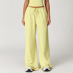 Pantalones anchos personalizados para mujer, cintura media, con cordón elástico, transpirables, de tela cepillada surcoreana, pantalones deportivos casuales. - Product Image 5