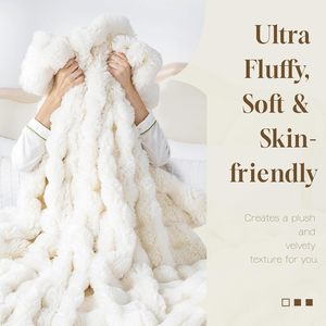 Sang trọng <span class=keywords><strong>Faux</strong></span> Thỏ lông chăn, sang trọng xù xì Fluffy chăn nhỏ cho Sofa giường, mềm Fluffy <span class=keywords><strong>Faux</strong></span> lông chăn - Product Image 3