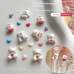 Heart <b>Bear</b> Cartoon Nail Decorations 3D Stacking <b>Cute</b> Resin Nail Accessories Hot Trending - Product Image 3