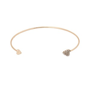 Heart Shape <b>Cuff</b> <b>Bracelets</b> With Rhinestones For Women Gift Jewelry Zinc Alloy Open Bangle <b>Silver</b> And Gold Tone - Product Image 5