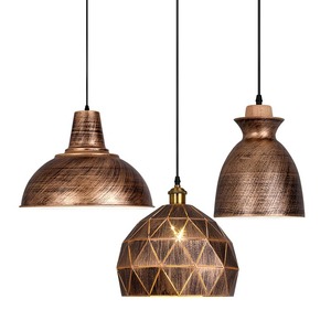 Suspension LED industrielle rustique à 4 lumières, abat-jour tambour noir/doré, hauteur réglable, culot E27, pour îlot de cuisine, salon - Product Image 5