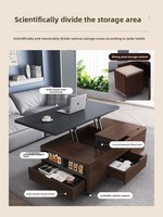 Table basse relevable multifonctionnelle de style médiéval avec plateau en pierre, double usage pour petits appartements