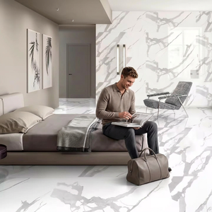 Bianco Staturio Venato Carreaux émaillés en porcelaine Indian High Glossy 800x1600mm Intérieur Extérieur Premium - Product Image 1