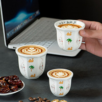Nouvelle Tasse à Café Octogonale en Céramique Blanche Style Désert Moyen-Oriental Créatif, Tasse de Festival Arabe 200ml, Marque Privée