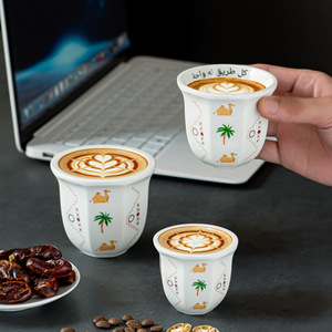 Taza de Café Octogonal de Cerámica Blanca, Estilo Desierto de Oriente Medio, para Festivales Árabes, Marca Privada, Dropshipping - Product Image 3