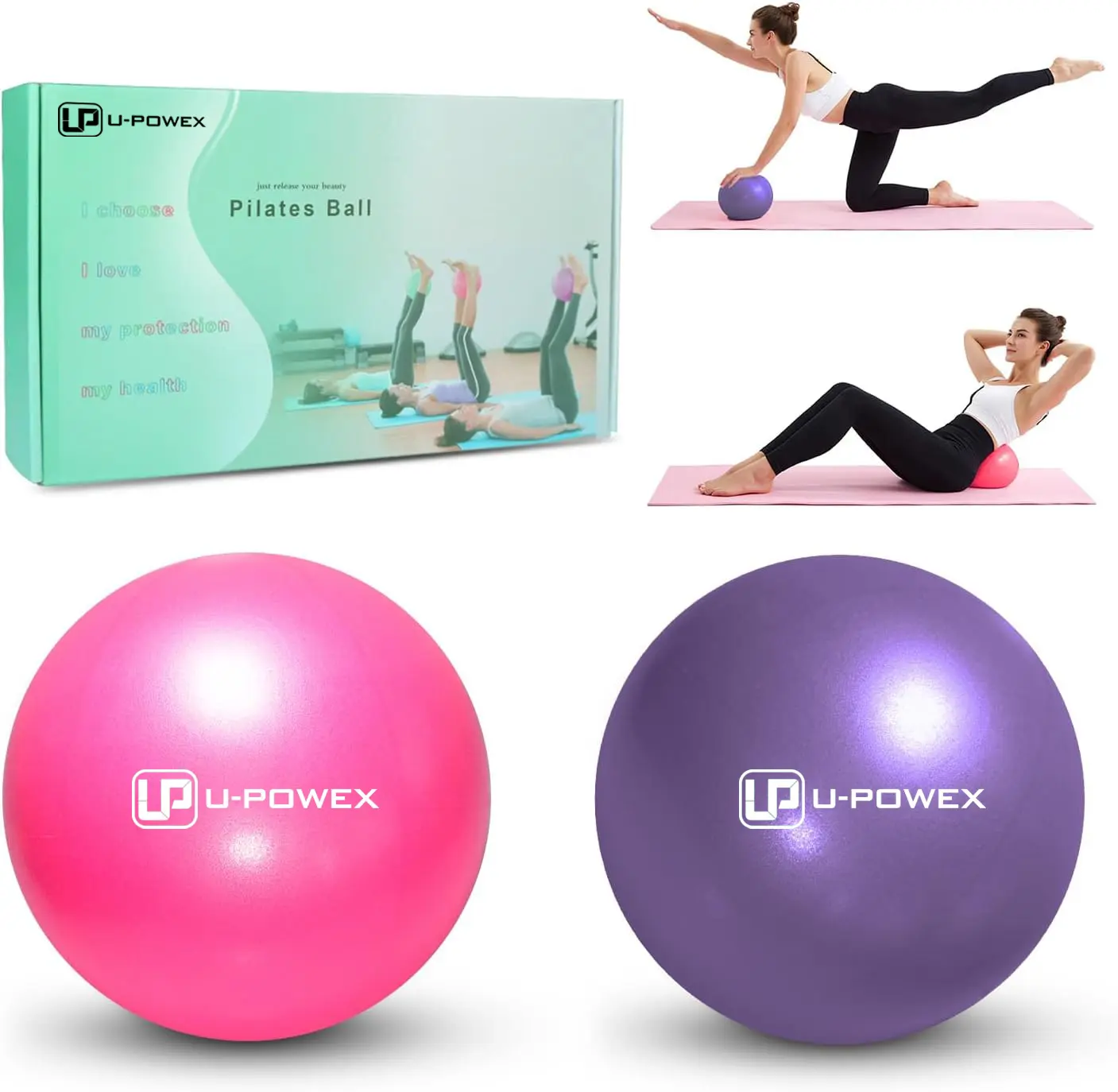 Bola Yoga Pilates 10 inci untuk latihan stabilitas Gym antipecah dan bola tahan selip dengan sedotan tiup