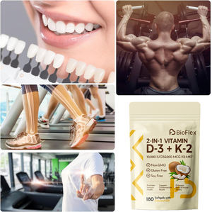 תוסף תזונה קפסולות ג'ל רכות עם שמן קוקוס, ויטמין <span class=keywords><strong>D3</strong></span> 10000 יואו פלוס K2 (MK-7) 200 מיקרוגרם, סופג יעיל, מותג פרטי OEM - Product Image 4