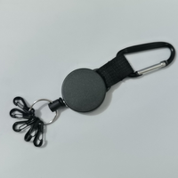 Mousqueton porte-clés multi-outils robuste avec support de badge et attache câble en acier, pour sports de plein air, en acier inoxydable noir
