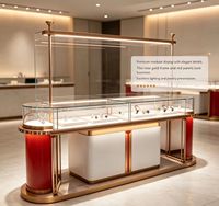 Comptoir et vitrine de présentation de bijoux GZowin avec éclairage LED en verre, couleurs personnalisables - Présentoir de magasin écologique