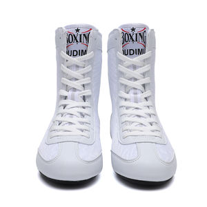 Crea tus propios zapatos de boxeo profesionales de caña alta con cordones, transpirables, ligeros, de cuero personalizado para entrenamiento deportivo para niños - Product Image 5