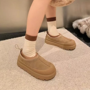 Mules d'hiver et d'automne en fausse fourrure épaisse à semelle compensée, style décontracté avec cordon élastique pour plus de chaleur, idéales pour les promenades sur neige. - Product Image 6