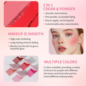 ลดราคาสุดคุ้ม! บลัชออน 2 in 1 เนื้อครีมและแป้ง 5 สี ไฮไลท์เตอร์ บลัชออน คอนทัวร์ พาเลท - Product Image 6