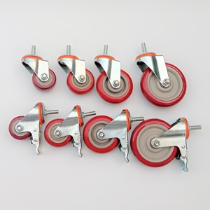 Roda de carrinho de borracha PU para móveis, carrinho de comida em aço inoxidável resistente, freio giratório de travamento, rodas industriais de <span class=keywords><strong>3</strong></span> 4 5 polegadas - Product Image 4